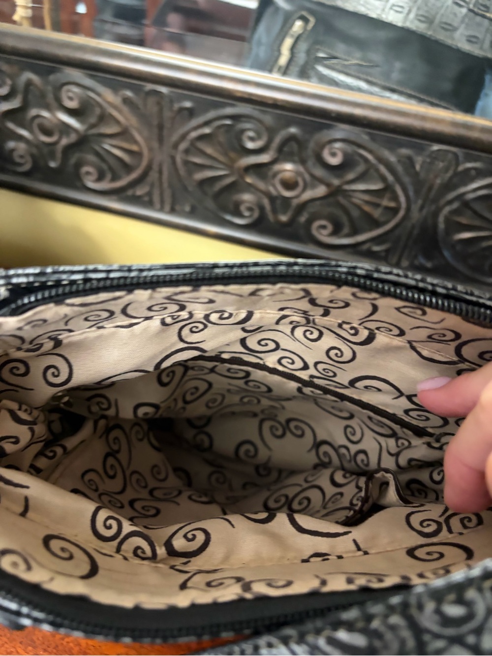 The Day Of The Dead Black Embroidered Crossbody Bag with Stud Accents - Picture 3 of 5
